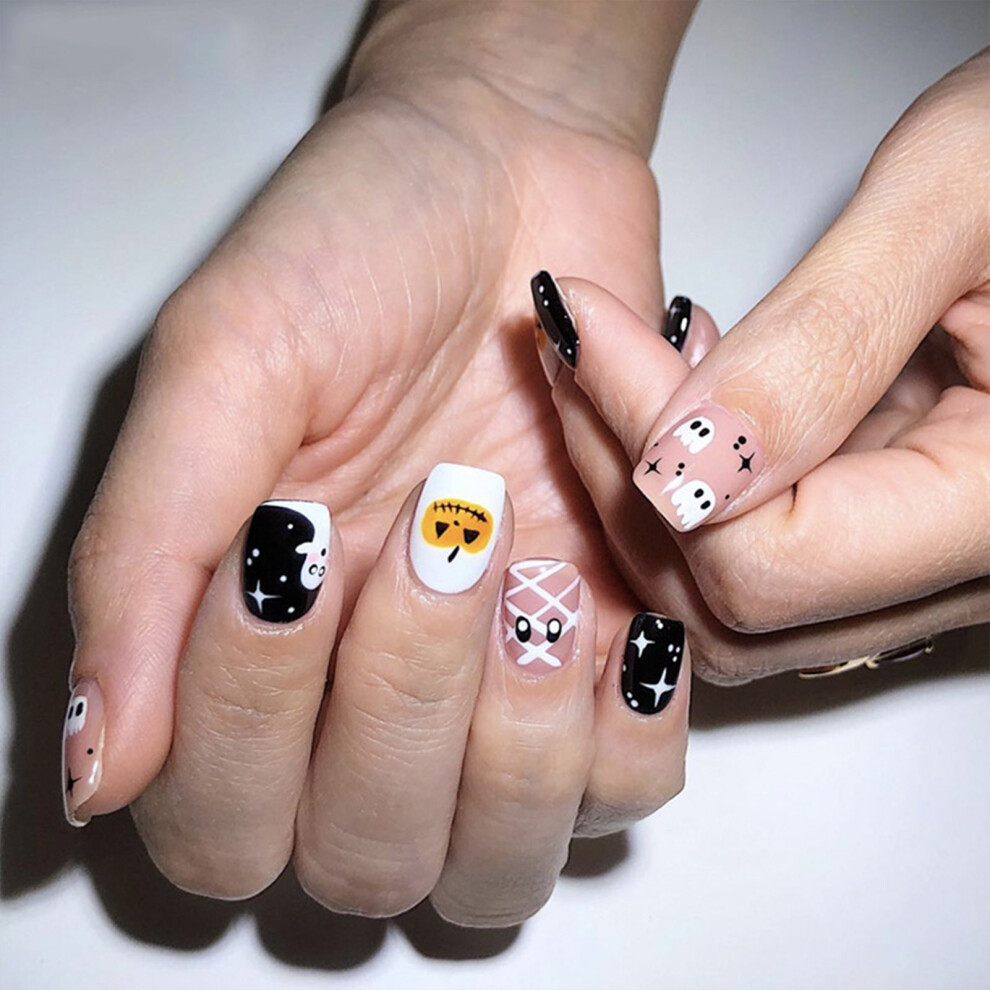 Reach-Tools (Shein Style) Halloween Ghost Pumpkin Fake Nails For Girls