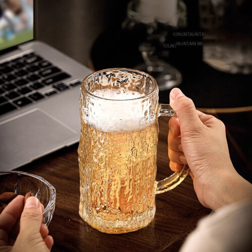 Beer Mug Set 2 pcs 16 oz Bark Pattern Embossed Thickened 2