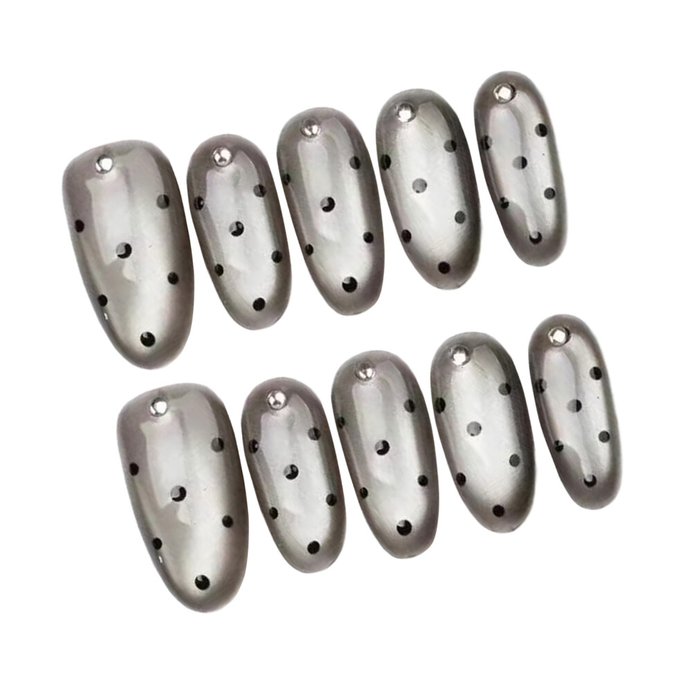 Dachuang Beauty (Xs) Polka Dot Glitter False Nails - 10Pc