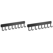 2X 8-Haken Keukenhaakrek Wandgemonteerde Hangers Rek Schep Snijplank Organizer Keukenaccessoires, Zwart