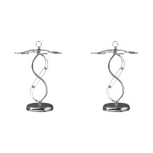 2X Iron Countertop Wine Glass Holder with Scrollwork Design, Freestanding Tabletop Stemware Storage Rack with 6 Hooks