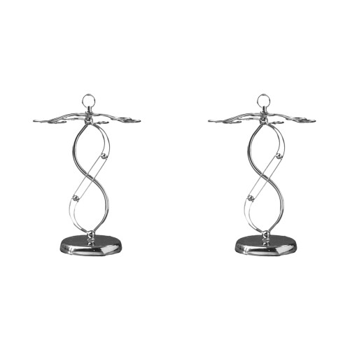 2X Iron Countertop Wine Glass Holder with Scrollwork Design, Freestanding Tabletop Stemware Storage Rack with 6 Hooks