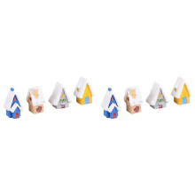 8X Christmas Miniatures Figurines, Christmas Snow House Decor Ornaments, Christmas Doll House
