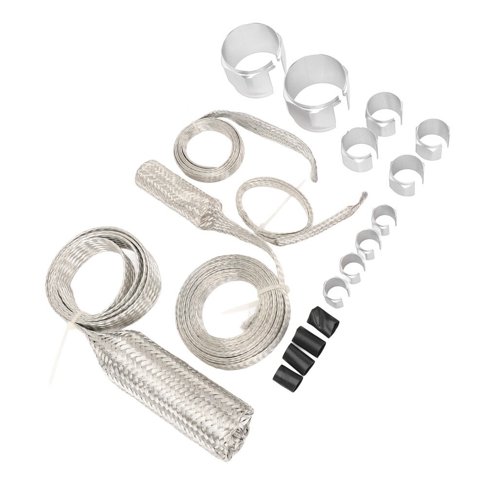 Stainless Steel Radiator Hose Sleeve Kit Universal, Extreme Heat Resistant Silver 9311390944470