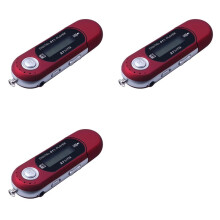 3X Tragbarer USB-MP3-Player, Musik-Player, Digitaler LCD-Bildschirm, , FM-Radio, Multifunktionaler MP3-Musik-Player, Rot