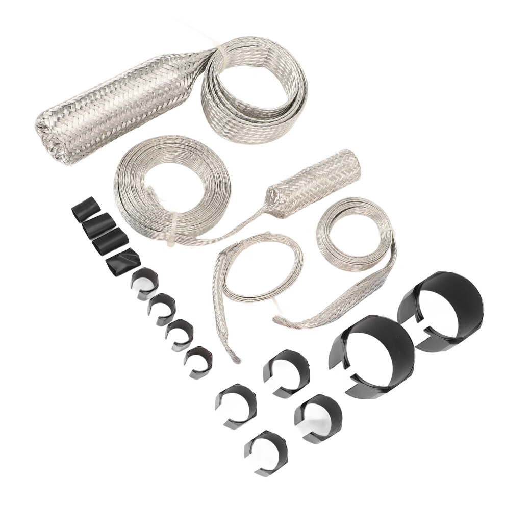 Stainless Steel Radiator Hose Cover Kit Universal Heat Resistant Black 4941390944511