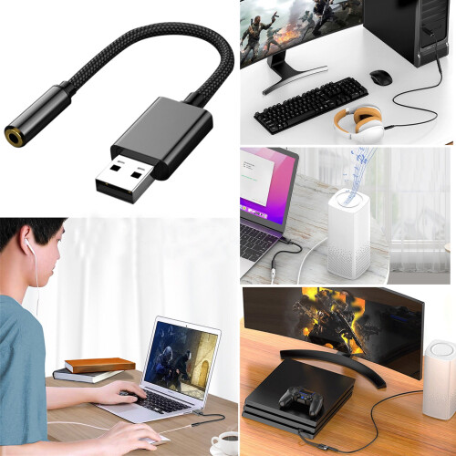 Προσαρμογέας USB σε υποδοχή ήχου Μετατροπέας στερεοφωνικού ήχου Aux 7,87", 3,5 mm 1