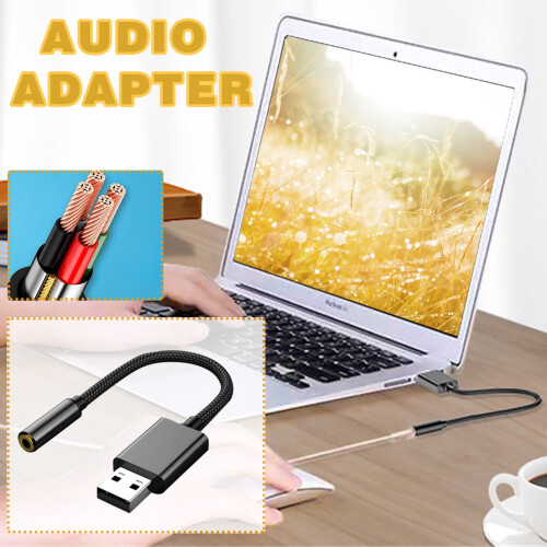 Προσαρμογέας USB σε υποδοχή ήχου Μετατροπέας στερεοφωνικού ήχου Aux 7,87", 3,5 mm 2