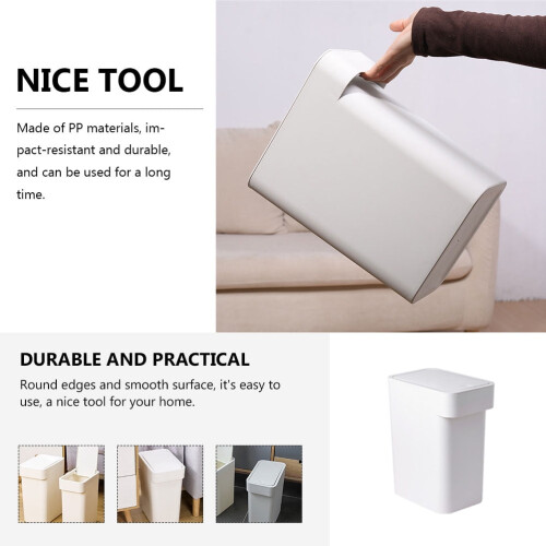 FRCOLOR Bathroom Waste Basket Office Recycle Bin Garbage Can Thin Trash White 1