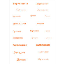 Papier do scrapbookingu – napis „Zaproszenie” - pomarańczowe