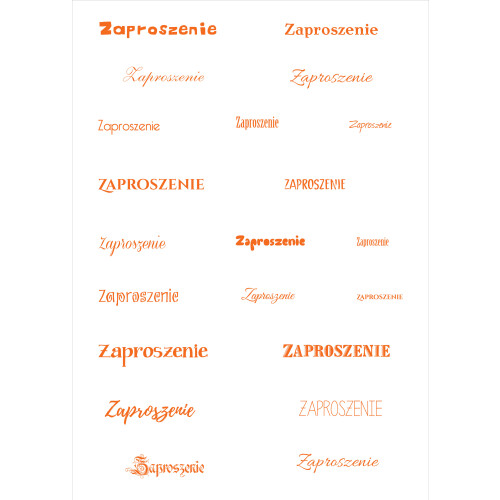 Papier do scrapbookingu – napis „Zaproszenie” - pomarańczowe