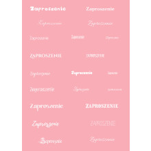 Papier do scrapbookingu – napis „Zaproszenie” - różowe tło