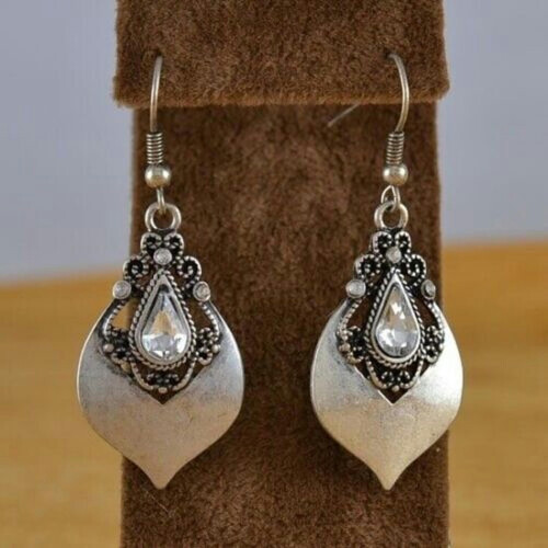Moonstone Dangle Drop Earrings 925 Silver Red 1
