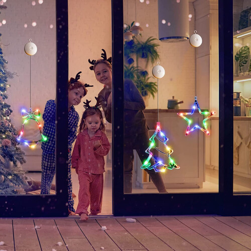 Christmas Window Lights LED Tree Bell Star 3 Pcs 1