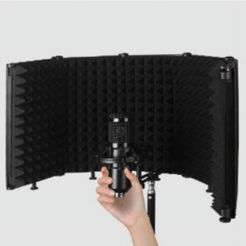 Adjustable 3 Panel Microphone Isolation Shield Foldable Studio Recording Mic Filter Sponge Soundproof 1