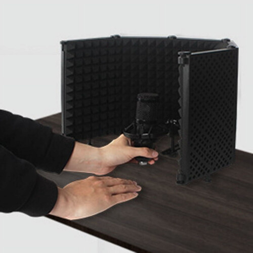 Adjustable 3 Panel Microphone Isolation Shield Foldable Studio Recording Mic Filter Sponge Soundproof 2
