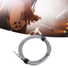 6.5mm Nylon Braided Guitar Cable 3M Right Angle to Straight White Line