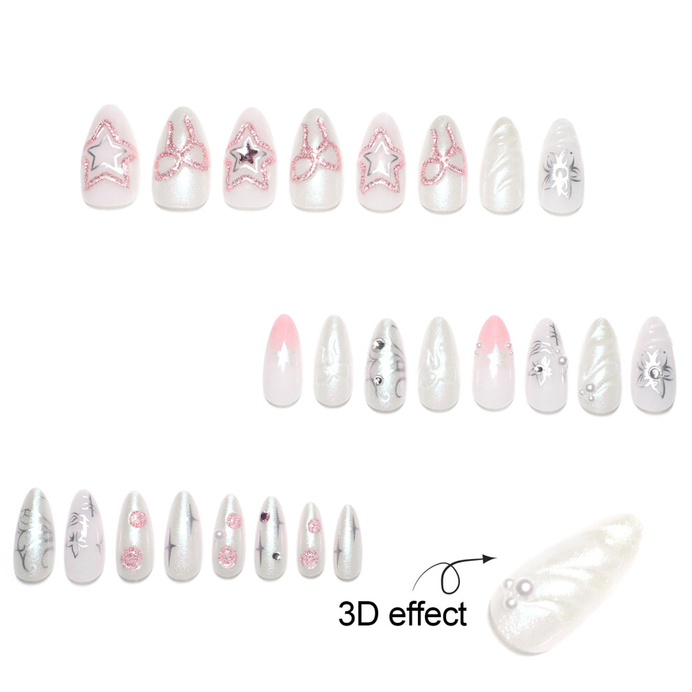 Reach-Tools 3D Star Bowknot Fake Nails - 24Pcs