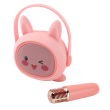 Kids Karaoke Microphone Speaker Set, Pink Rabbit, 2000mAh Battery