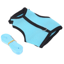 Verstellbares Mini-Hundegeschirr & Leine Set Mesh Hellblau für Kaninchen Meerschweinchen