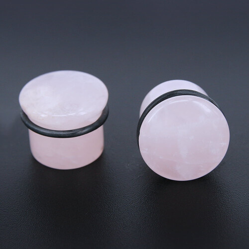 Pink Flared Ear Plug Tunnel Natural Stone Mushroom Shape 2 1
