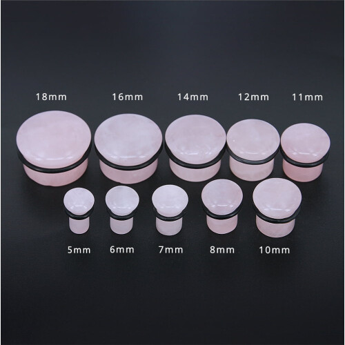 Pink Single Flared Ear Plug Tunnel Natural Stone 2 Pcs 2