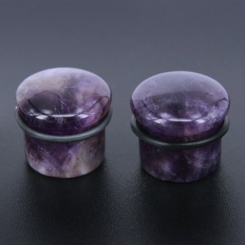 Violet Single Flared Ear Plug Tunnel Natural Stone Mushroom 2