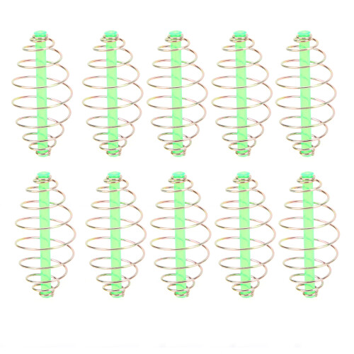 10PC Spring Coil Inline Feeder Set, Metal Bait Castings 3.8-5.4cm 1