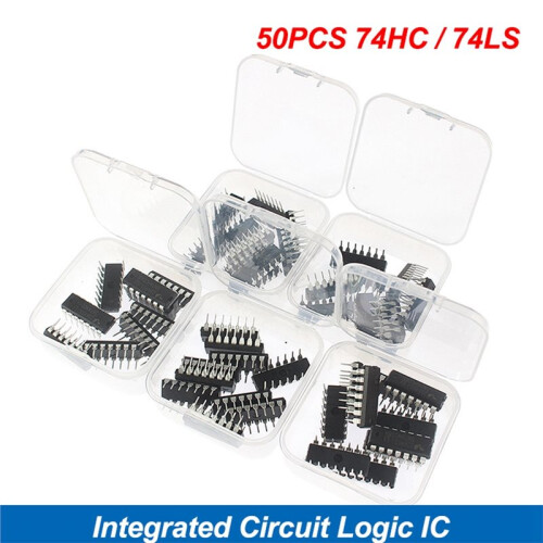 50PCS Integrated Circuit Logic IC 74HC/ 74LS DIP-14 5 Values IC Chip Assortment Box Kit Electronic Component 2