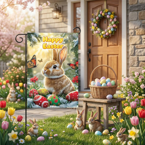 Easter Garden Flag Polyester Hanging Decor 2026 1