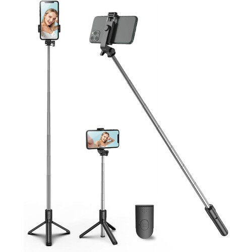 Τρίποδο Selfie Stick με αποσπώμενο τηλεχειριστήριο Bluetooth, συμβατό με iPhone15Pro Max/15Plus/14/13, 1