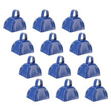 Sporting Cowbells 12 Pack 3-inch Blue Metal Noisemakers with Handles for Fans