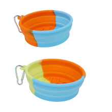 2pcs Folding Silicone Dog & Cat Bowl, Portable Travel Food Container
