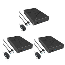 3X 3.5 Inch HDD Enclosure USB 3.0 to Hard Drive Case SSD Enclosure External Solid State Hard Drive Disk Box-US Plug
