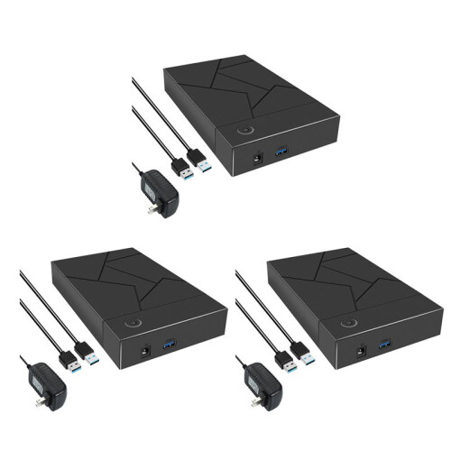 3X 3.5 Inch HDD Enclosure USB 3.0 to  Hard Drive Case SSD Enclosure External Solid State Hard Drive Disk Box-US Plug