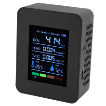 Portable Indoor Air Quality Sensor CO2 TVOC HCHO Temp & Humidity Meter Black