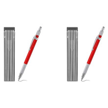 2X Welders Pencil with 24PCS Silver Streak Refills, Metal Mechanical Welding Pencil Pipefitters, Fabrication, Red