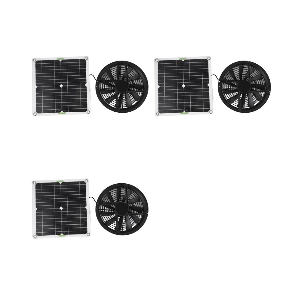3X Solar Panel Fan Kit 10In 100W Waterproof Solar Panel Round Ventilation Case Exhaust Fan 6031362748914