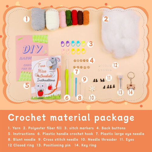 Beginner Crochet Kit with Animal Patterns and Wool Yarn 2
