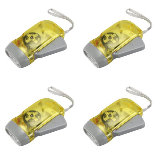 4X 3 LED Dynamo Wind  Flashlight Torch Light Hand Press Crank NR Camping