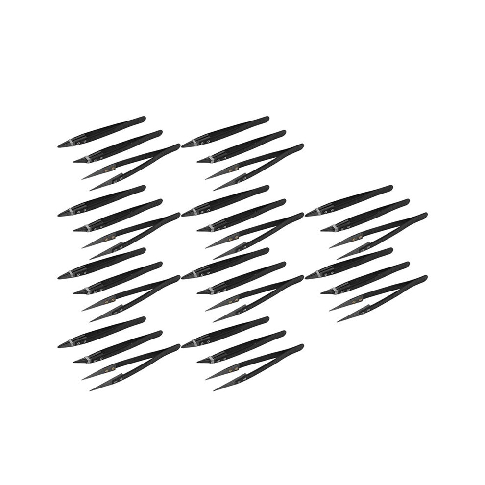 10X Black Ceramic Tweezers Set - Antistatic,Anticorrosion,Antimagnetic,Highly Heat Resistant(3Pack) 6034215217681