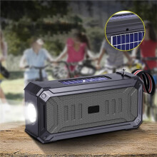 Enceinte Rechargeable à Double Énergie Solaire avec Lampe Torche Intégrée, Système Audio USB avec Carte TF et Radio FM pour le Camping en