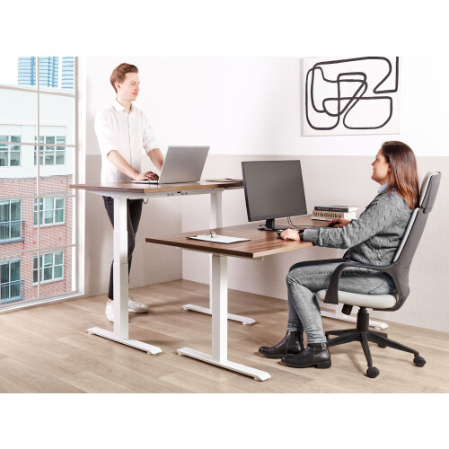 Beliani Electric Adjustable Standing Desk DESTINES 160 cm 72 cm Brown/ White 2