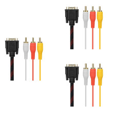 3X Adapter Cable,RCA Cable RCA Audio Cable VGA to AV Cable 15 Pin to 3 RCA Audio AV Cable Adapter for HDTV PC DVD,5FT