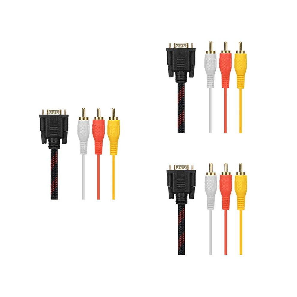 3X Adapter Cable,Rca Cable Rca Audio Cable Vga To Av Cable 15 Pin To 3 Rca Audio Av Cable Adapter For Hdtv Pc Dvd,5Ft 6034197999759