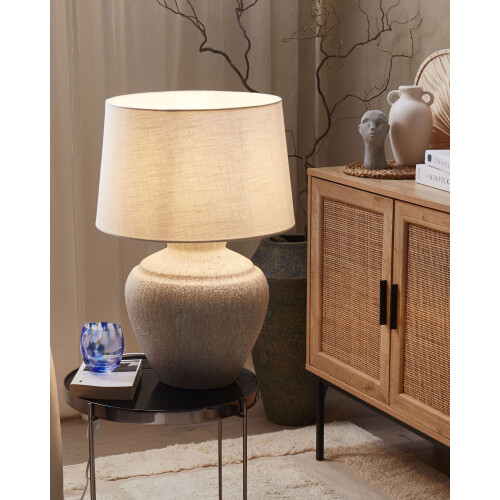 Beliani Table Lamp CAINE Ceramic Light Beige 1