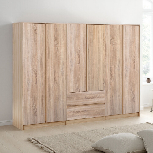 Seconique Malvern 6 Door 2 Drawer Wardrobe Sonoma Oak Effect