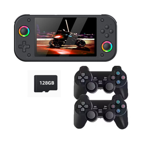M26 Retro Handheld Game Console with 1Pair Handle 5.1Inch 128GB Open Source Pocket Video Player Support 30+ Simulators A