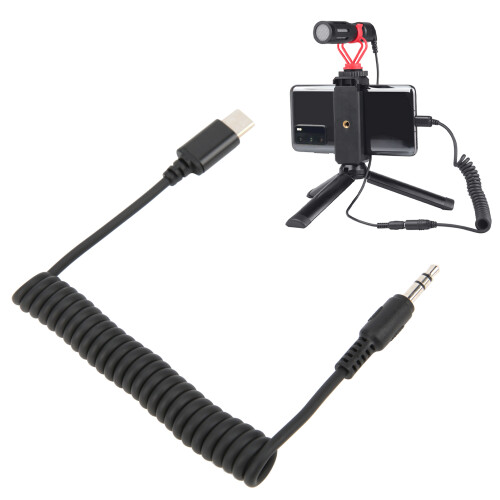 Frühling-geschlungene 3,5 mm auf Typ-C Audio-Adapter, 25-90 cm 1