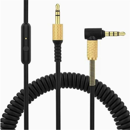 Extendable Coiled Cable Headset Cord for  1 Earphones Convenient Headset Cable Black 1